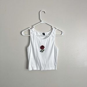 White Top With Red Rose